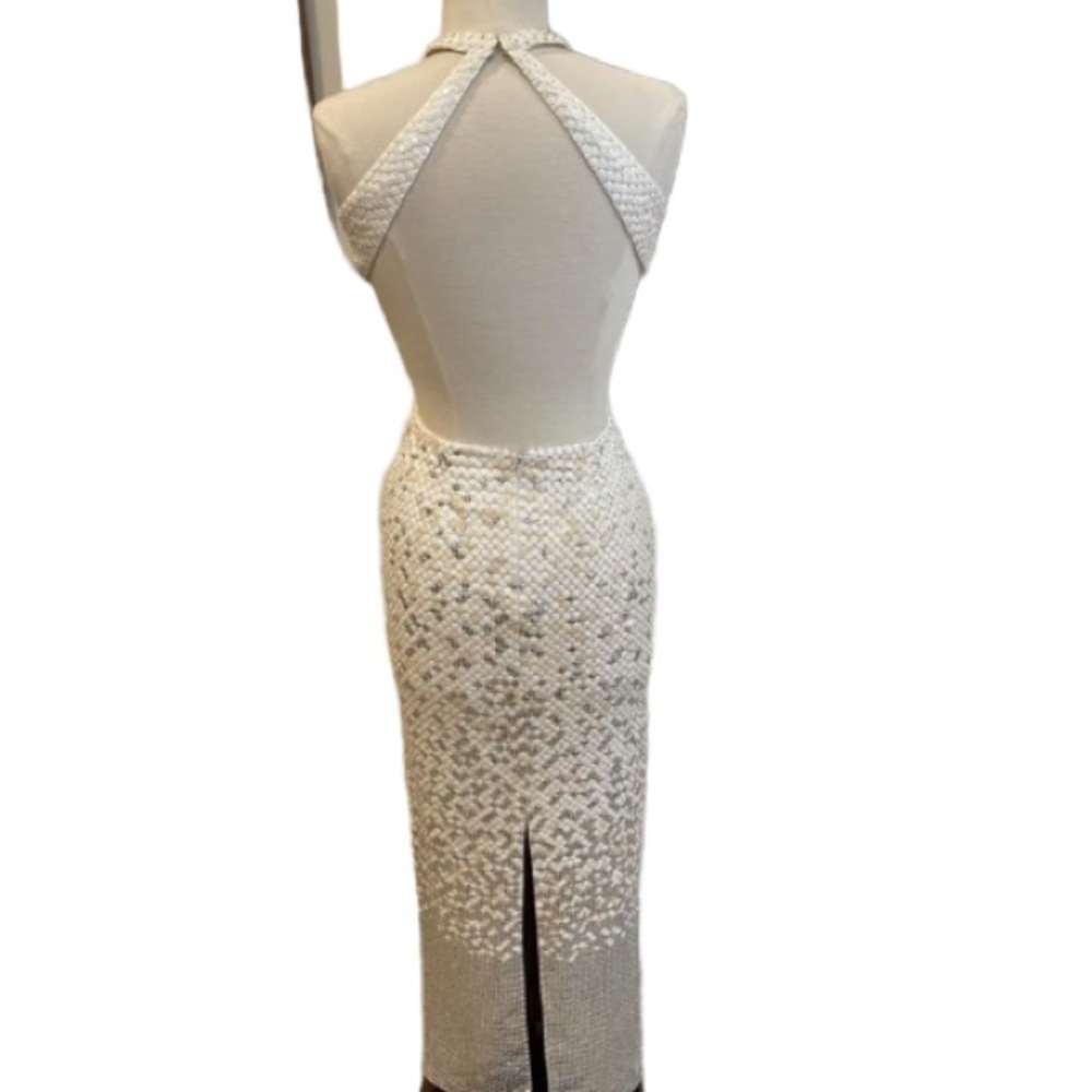 Cache White Sliver And Nud Sequins Halter Maxi Dr… - image 8